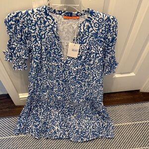Oliphant Blue and White Floral Mini Dress
